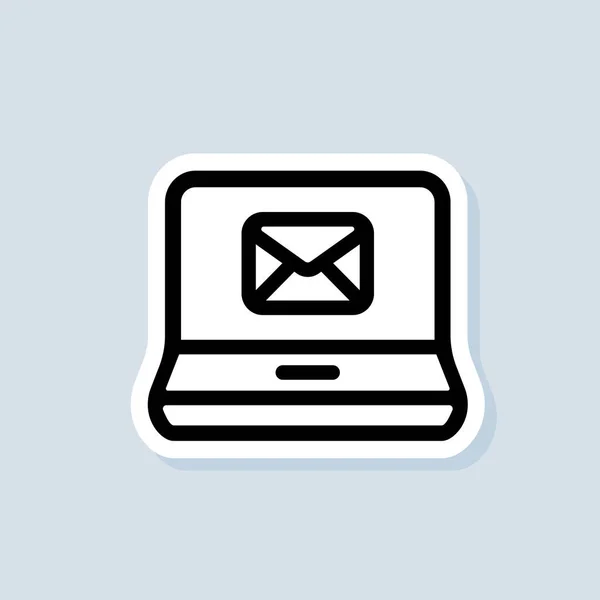 Etiqueta Bate Papo Laptop Com Envelope Logotipo Computador Mail Ícones — Vetor de Stock