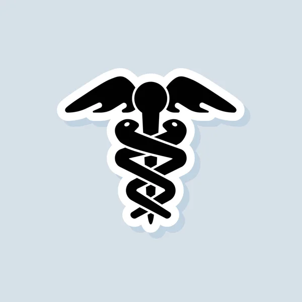 Nálepka Caduceus Logo Hermes Lékařské Znamení Vektor Izolovaném Pozadí Eps — Stockový vektor