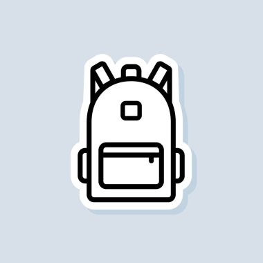 Okul çantası etiketi. Sırt çantası, çanta hattı simgesi. Okula dönelim. İzole edilmiş arkaplanda vektör. EPS 10.