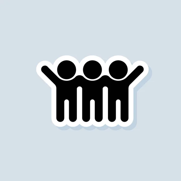 Friends Hugging Sticker Concept Amitié Vecteur Sur Fond Isolé Spe — Image vectorielle