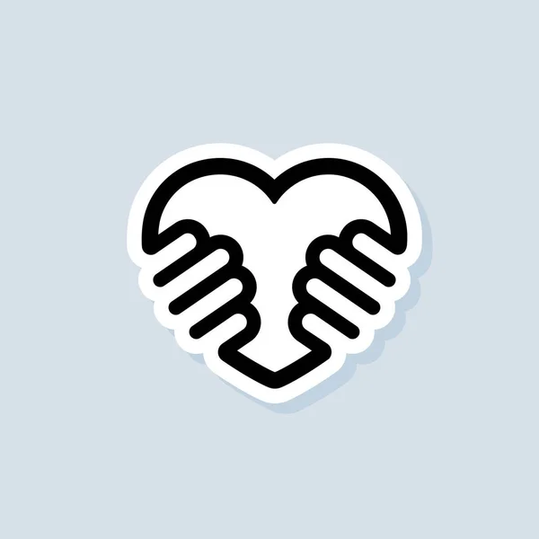 Pegatina Voluntariado Caridad Dar Icono Amor Logotipo Mano Del Amor — Archivo Imágenes Vectoriales