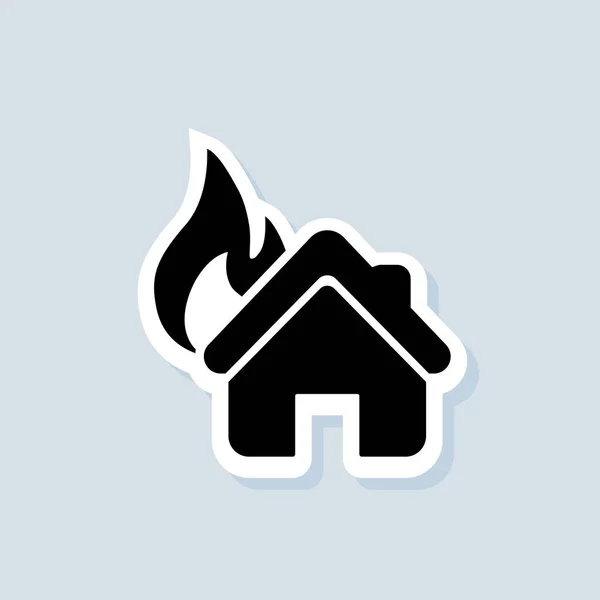 Rumah Atas Stiker Api Logo Kebakaran Rumah Vektor Pada Latar - Stok Vektor