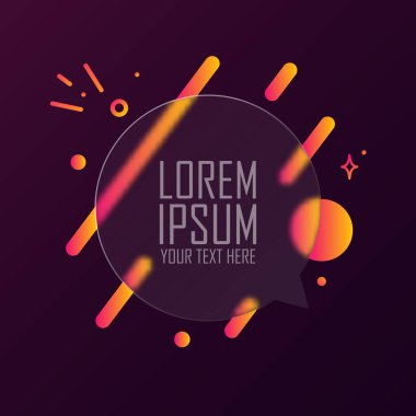 Boş metinli konuşma balonu afişi. Glasmorfizm tarzı. İş, pazarlama ve reklam için. İzole edilmiş arkaplanda vektör. EPS 10.