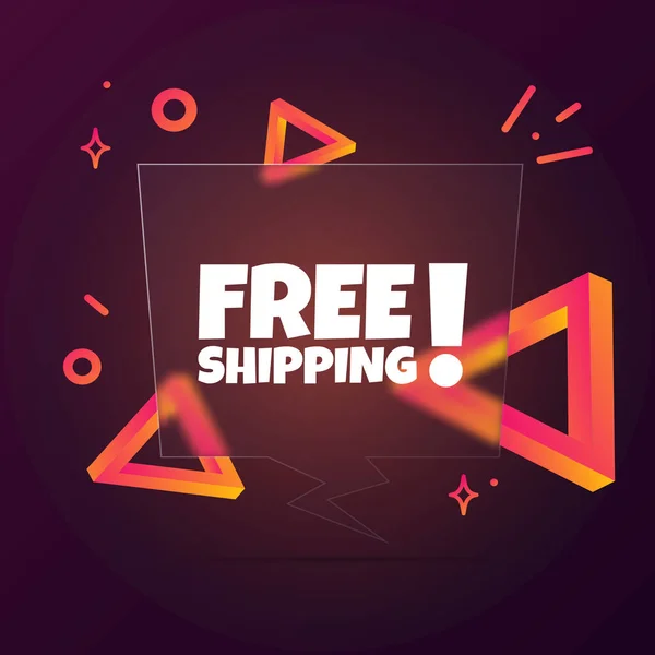 Free Shipping Speech Bubble Banner Free Shipping Text Glassmorphism Style — Stock Vector