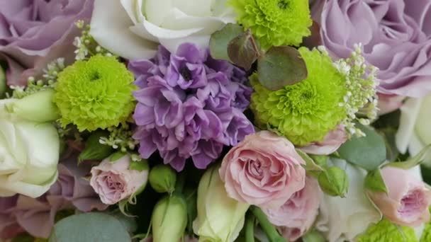 Beautiful Bridal Bouquet, Close Up, Background — Stock Video