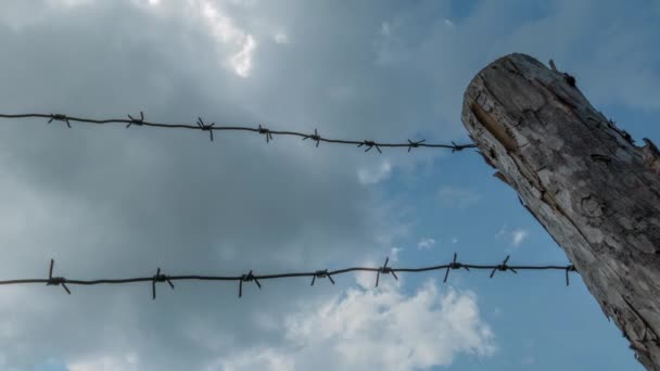 Barbed Wire And Clouds — Stock Video