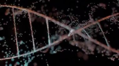 Cyan ve Turuncu Parçacıklarla Karanlık Üzerine Kusursuz Döngü Özet Animasyonu