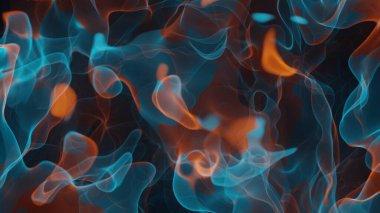 3 Boyutlu Görüntü Teal ve Turuncu Dalgalı Sıvı Arkaplan, Soyut Arkaplan