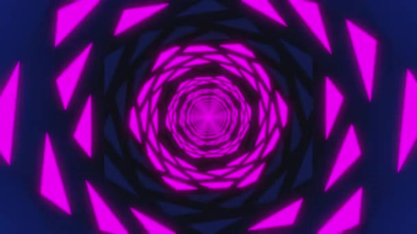 ダークネオン幾何学的抽象トンネルによるシンプルなアニメーション シームレスなループ — ストック動画