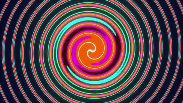 Hypnotisk Loop Med Glödande Rotationslinjer Abstrakt Bakgrund — Stockvideo
