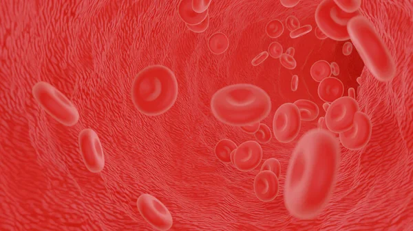 3D Illustration With Red Blood Cells In Vein, Abstract Backdrop