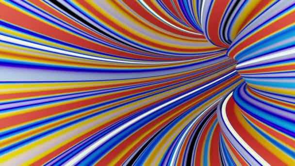 Voo Loop Sem Costura Abstrato Colorido Funky Strips Túnel — Vídeo de Stock