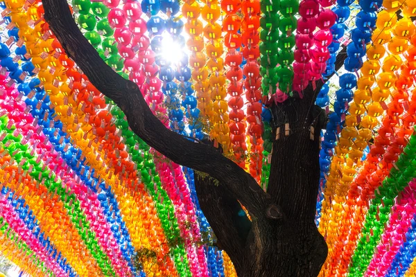 Fileiras de lanternas no templo jogyesa — Fotografia de Stock