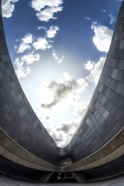 Dongdaemun Plaza Projeto Tomado Com Lente Fisheye Famoso Marco Emblemático — Fotografia de Stock