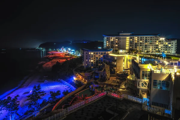 Samcheok Sol Beach Resort Vista Noturna Famosa Estância Samcheok Coreia — Fotografia de Stock