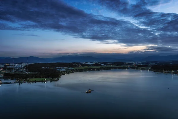Pôr Sol Vista Sobre Gyeongpoho Lago Marco Famoso Gangneung Coreia — Fotografia de Stock