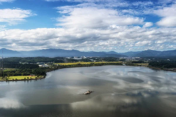 Morgonutsikten Över Gyeongpoho Sjön Ett Känt Landmärke Gangneung Sydkorea — Stockfoto