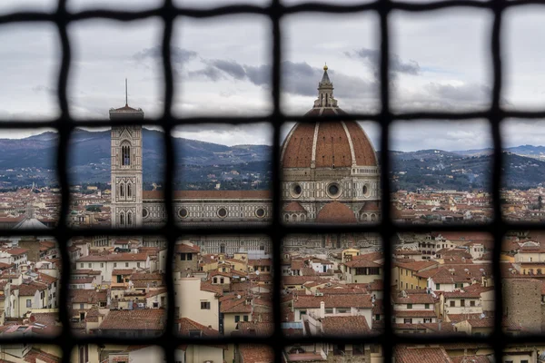 View of Duomo and Florence through cage — Stock Photo, Image