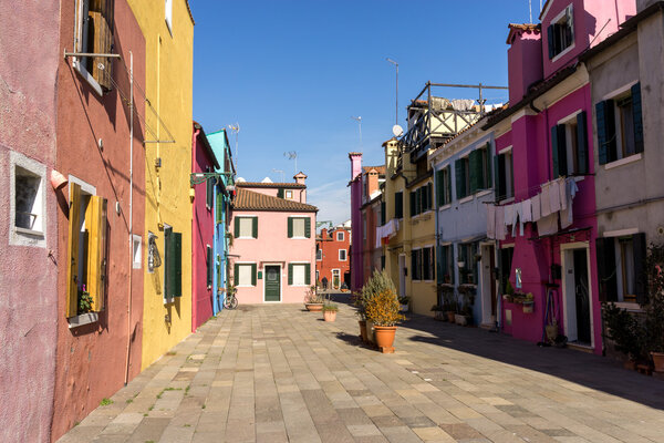 Burano, a small island off of Venice, quiet morning scenery.