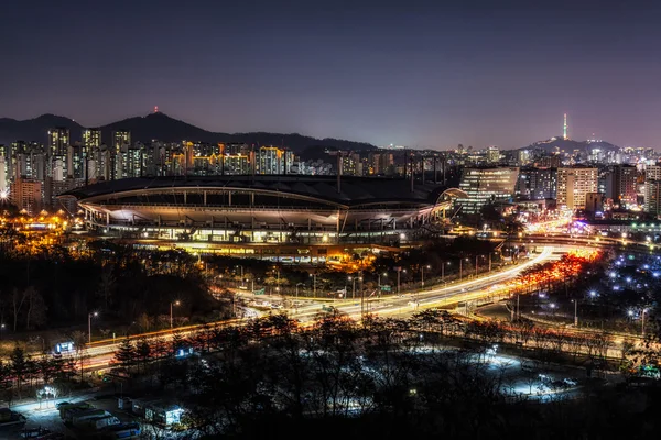 world cup stadium in seoul taken at night