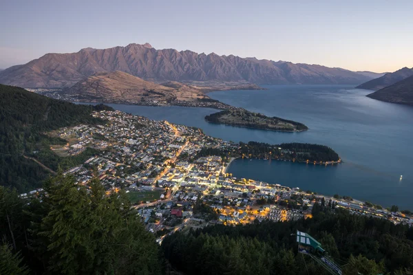 Queenstown sunset view from skyline gondola — Stock Photo, Image