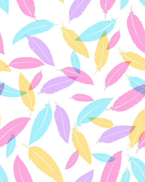 Vector illustratie van kleurrijke naadloze patroon van veren op — Stockvector