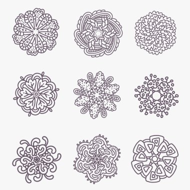 Güzel siyah m monokrom yuvarlak set vektör illüstrasyon