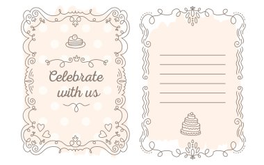 Inscr ile dantel çerçeve ile düğün davetiyesi Vektör şablonu