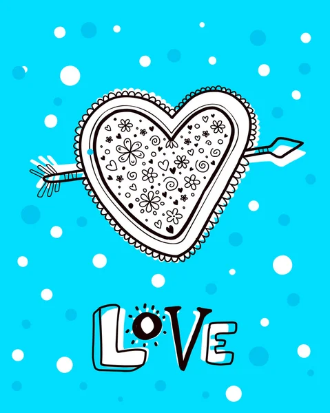 Illustration vectorielle du coeur avec des fleurs coeur percé par un ar — Image vectorielle