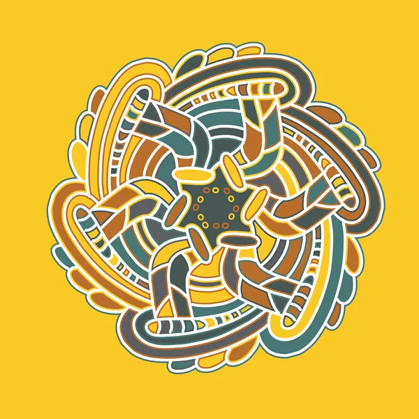 Sarı renkli afrika yuvarlak mandala Vektör illüstrasyon — Stok Vektör