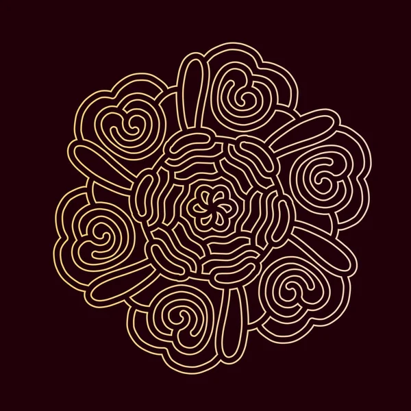 Vector illustratie van monochroom gouden ronde Mandala op zwart — Stockvector