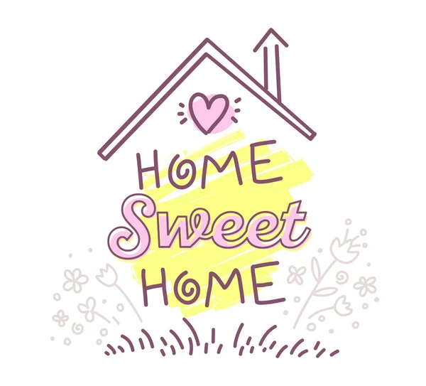 Vector illustration of home sweet home typography lettering with — Stock Vector