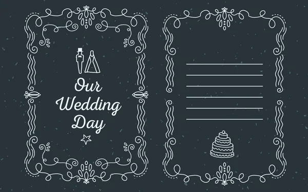 Modèle vectoriel d'invitation de mariage avec cadre en dentelle avec inscr — Image vectorielle