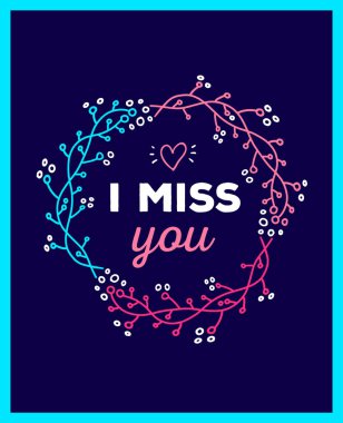 Mavi arkaplanda yazılı romantik çiçek çerçevesinin vektör çizimi. Kart, düğün davetiyesi, poster, baskı için çiçek dekoru düz çizgi çizimi tasarımı