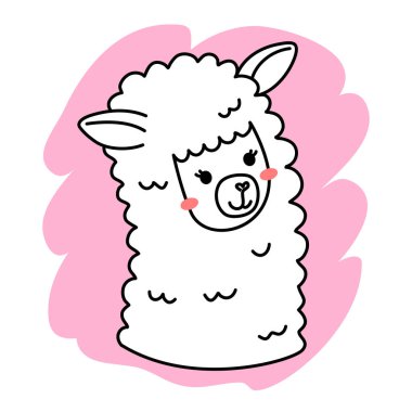 Pembe arkaplandaki şirin mutluluk çizgisi sanat lamasının vektör çizimi