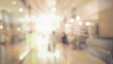 Alışveriş merkezinin bulanık görüntüsü ve arka plan kullanımı için insanlar. (Klasik ton))