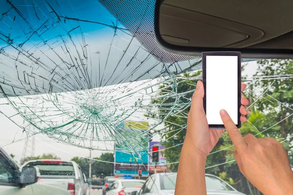 Broken car windshield. — Stock Photo, Image
