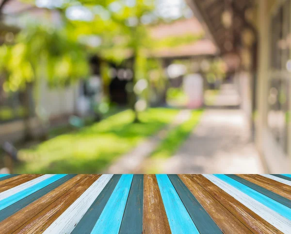 Imagem Desfocada Longo Corredor Vazio Com Espaço Aberto Para Jardim — Fotografia de Stock