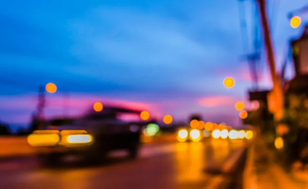 Blur car on road in evening . — Stock Photo, Image