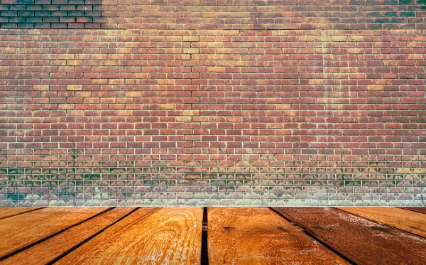 Imagem de piso de madeira e parede velha  . — Fotografia de Stock