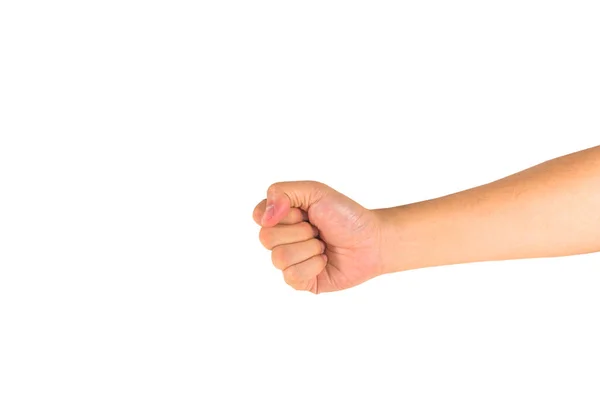 Mano Derecha Hombre Actuar Para Perforar Aislado Sobre Fondo Blanco — Foto de Stock