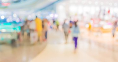 Alışveriş merkezinin bulanık görüntüsü ve arka plan kullanımı için insanlar .