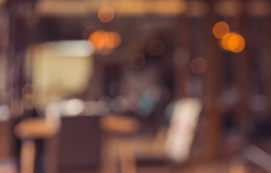Arka plan kullanımı için Bokeh 'li bir restoran ya da kahve dükkanının bulanık görüntüsü. (Klasik ton))