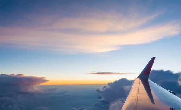 Vista Janela Avião Para Ver Céu Noite — Fotografia de Stock