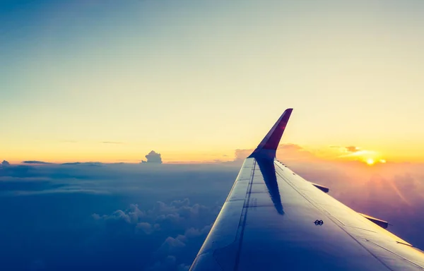 Vista Janela Avião Para Ver Céu Noite — Fotografia de Stock