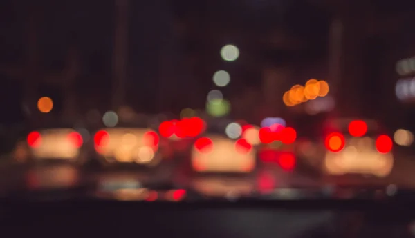 Винтажный Тон Размывает Изображение Внутри Автомобилей Боковыми Фарами Пробки Ночное — стоковое фото