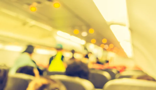 Verschwommene Bilder Aus Dem Inneren Des Flugzeugs Mit Menschen Zur — Stockfoto