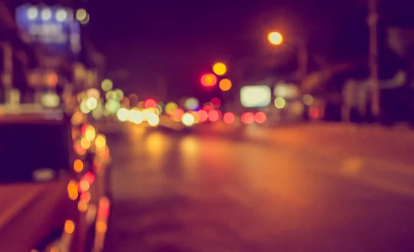 Imagem Tom Vintage Rua Desfocada Caminho Com Luzes Coloridas Noite — Fotografia de Stock