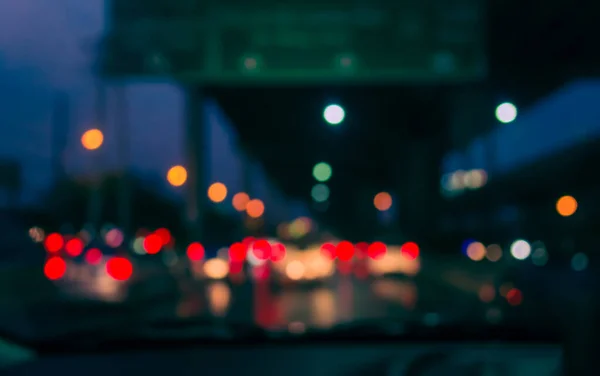 Вінтажний Тон Розмивання Зображення Всередині Автомобілів Боке Світло Від Пробкового — стокове фото
