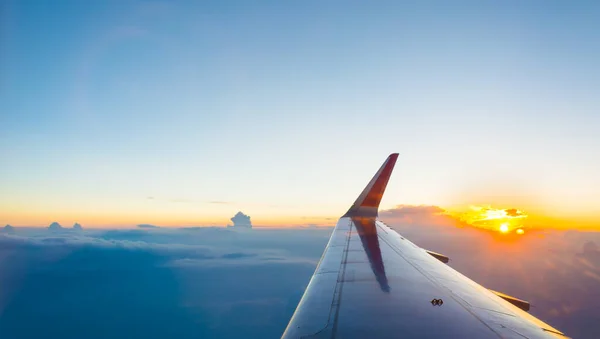 View Airplane Window See Sky Evening Time — Stock Photo, Image